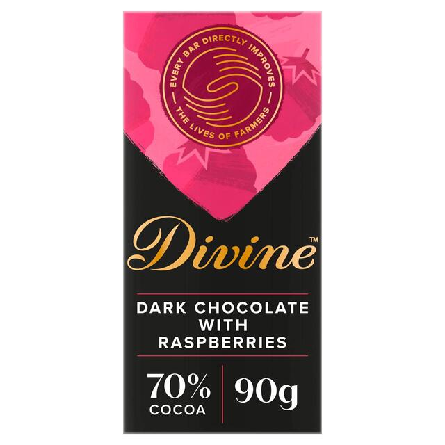 Divino 70% de chocolate negro con frambuesa 90G