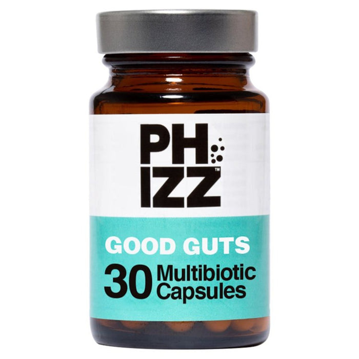 Phizz Good Guts 12 Strain Multibiotic + prebiótico + vitamina D + selenio 30 por paquete
