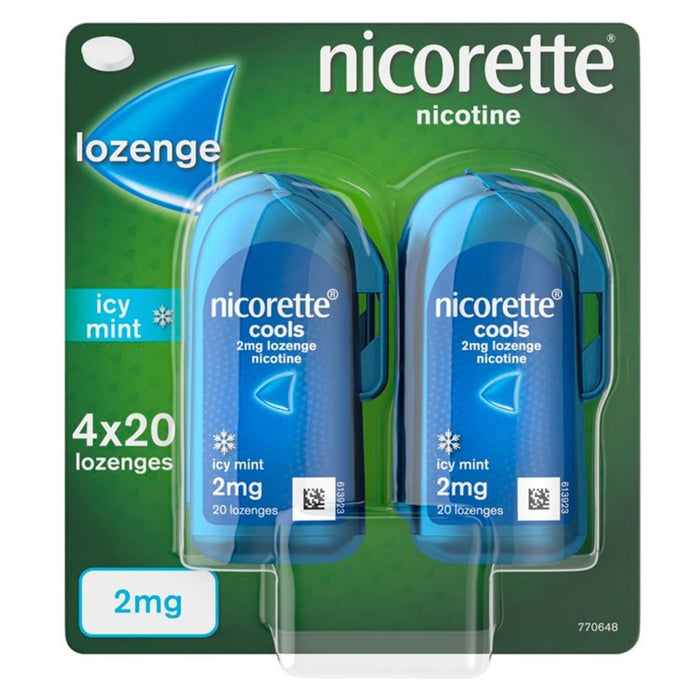 Nicorette Lozenges Icy Mint 2mg Cools 4 x 20 por paquete