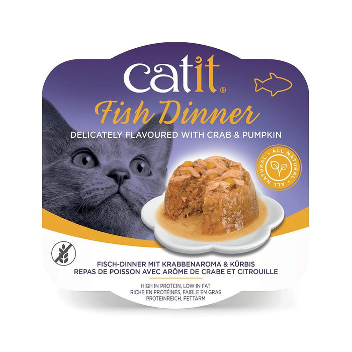 Catit Fish Dinner Krabbengeschmack & Kürbis nasse Katzenfutter 80G