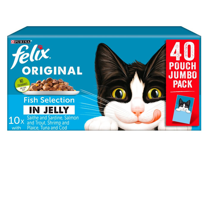 Felix Cat Food Sélection des poissons dans la gelée 40 x 100g