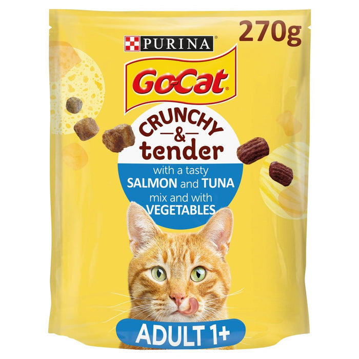 Go-Cat Crunchy & Tender Salmon Tuna & Veg Dry Cat Food 270g