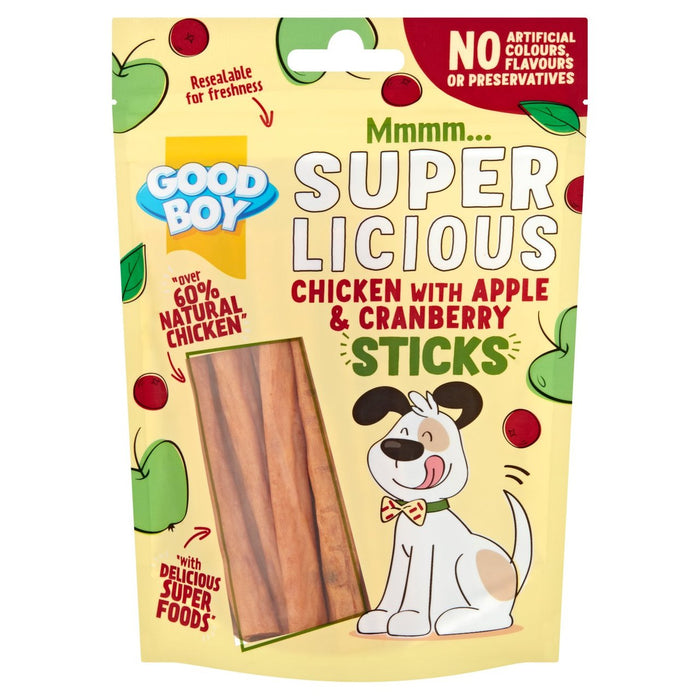 Bon garçon Superlicious Chicken Apple & Cranberry Stick Dog Treats 100g