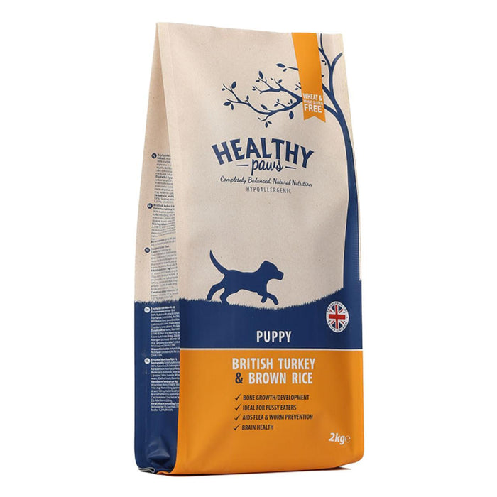 Healthy Paws British Turkey & Brown Rice Puppy Dog Food 2kg