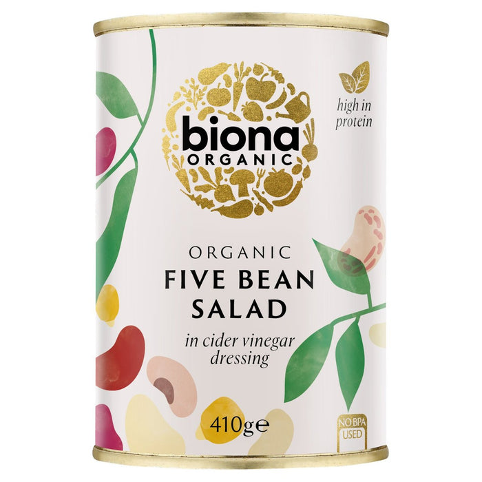 Ensalada de cinco frijoles orgánicos biona en vinagreta 410g