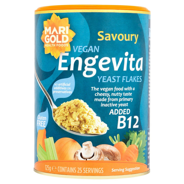 Marigold Engevita con copos de levadura nutricionales B12 agregados 125G